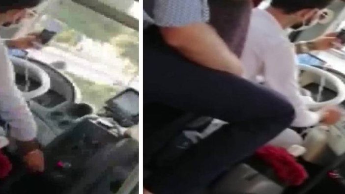 Gaziantep'te otobüs şoförü direksiyon başında video çekti!
