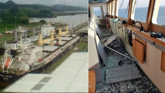 Türk gemisine bomba isabet etti