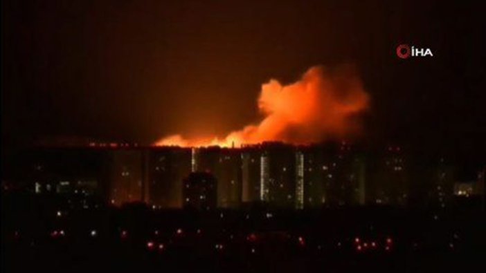 Kiev'de büyük patlama böyle görüntülendi