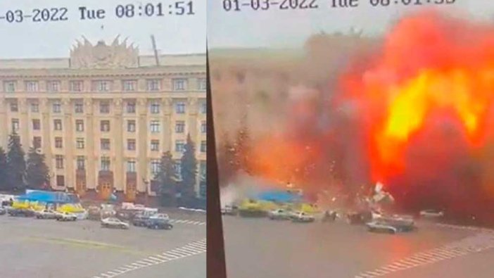 Harkov’da belediye binasını vurdular!