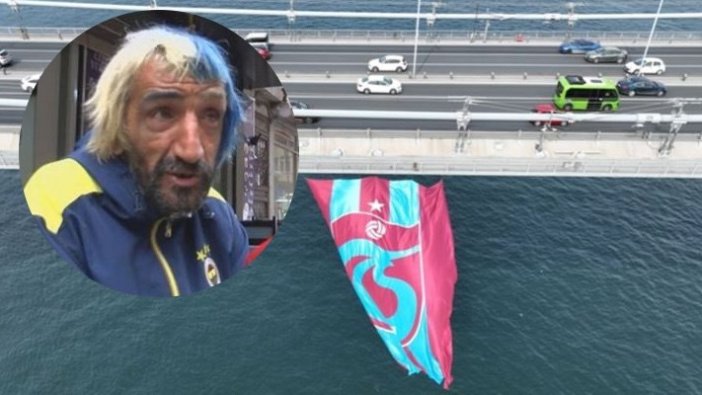 Rambo Okan köprüdeki Trabzonspor bayrağını indirmeye çalıştı