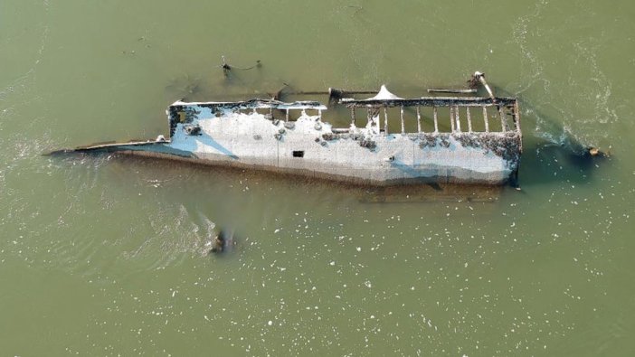Tuna Nehri'ni kuraklık vurdu 2. Dünya Savaşı'nda batan gemi ortaya çıktı