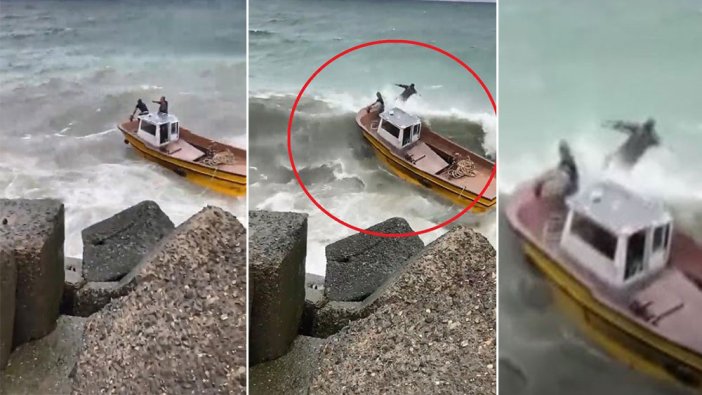 Tekneye dev dalga vurdu iki balıkçı mucizevi şekilde canlarını kurtardı