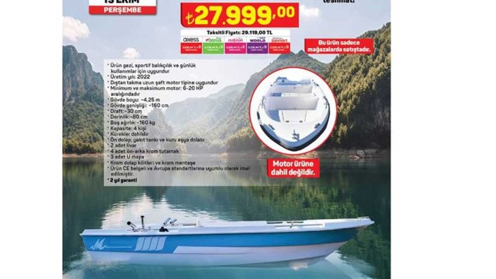 Zincir markete gelen tekne, yüzde 27 zam ile yeniden satılacak!