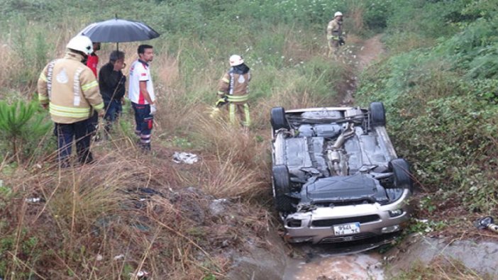 Şile Yolu'nda şarampole yuvarlanan araçtaki sürücü hayatını kaybetti
