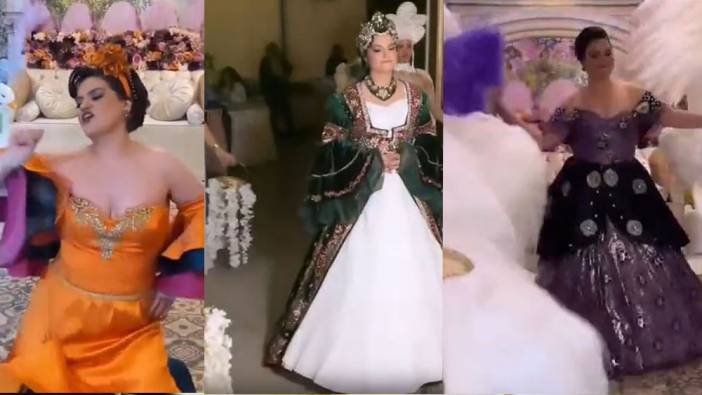 Sosyal medya bu görüntüleri konuşuyor! Kına gecesinde 11 farklı kıyafet giydi