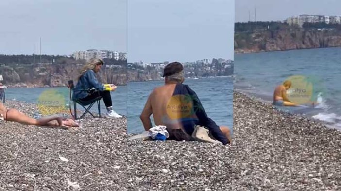 Antalya’nın dünyaca ünlü plajı Konyaaltı’da skandal görüntü! Önce mastürbasyon yaptı sonra gusül abdesti aldı