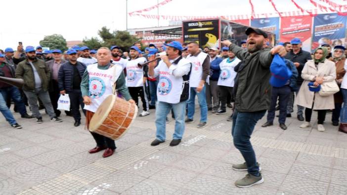 Samsun'da işçilerden davullu zurnalı kadro talebi