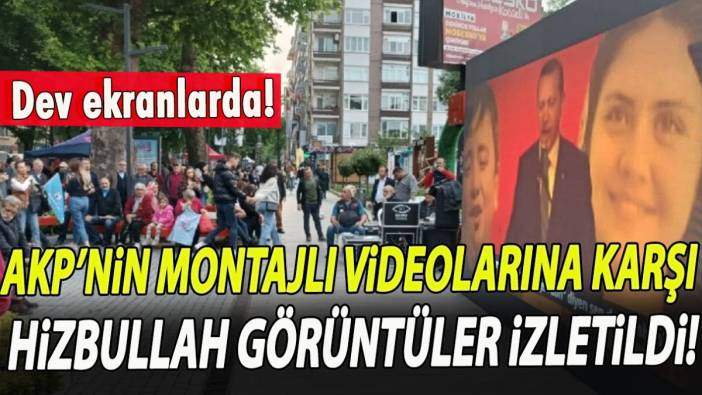 Dev ekranlarda! AKP’nin montajlı videolarına karşı Hizbullah görüntüler izletildi!
