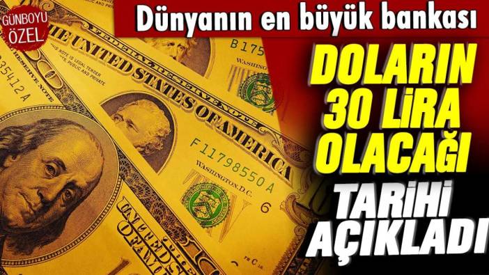 Dünyanın en büyük bankası doların 30 lira olacağı tarihi açıkladı