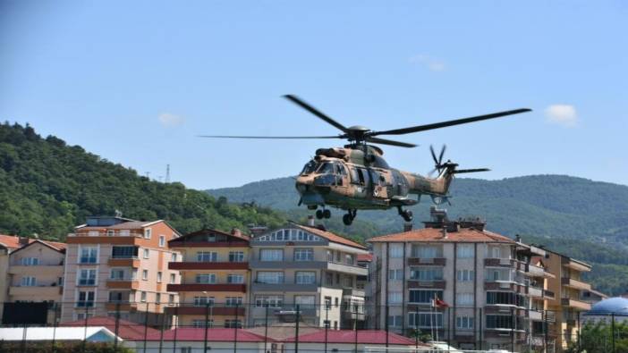 Sinop'ta elektriği kesilen köylere helikopterle jeneratör