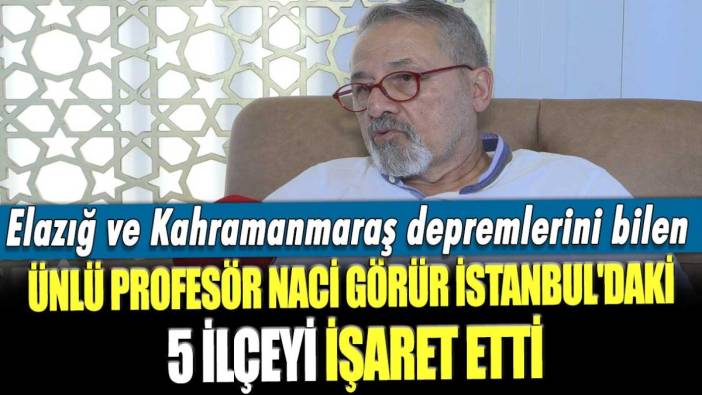 Elazığ ve Kahramanmaraş depremlerini bilen ünlü profesör Naci Görür İstanbul'daki 5 ilçeyi işaret etti