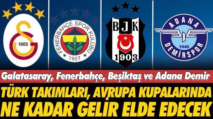 Galatasaray, Fenerbahçe, Beşiktaş ve Adana Demirspor, Avrupa'dan ne kadar gelir elde edecek