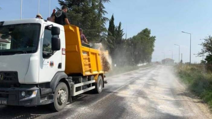 Edirne'de sıcaktan asfalt eridi