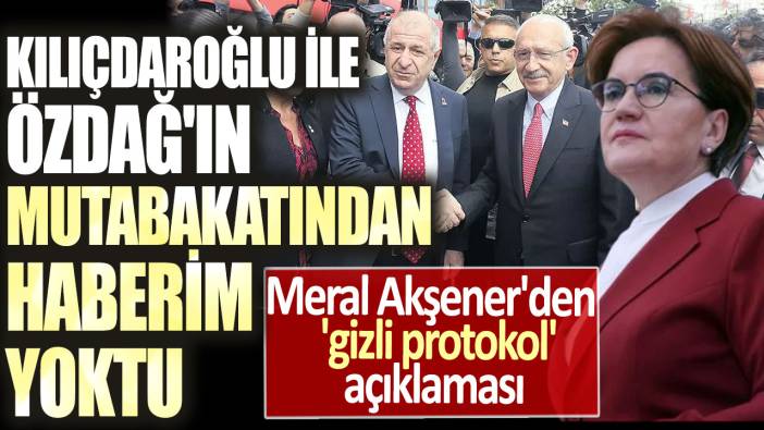 Meral Akşener'den 'gizli protokol' açıklaması: Kılıçdaroğlu ile Özdağ'ın mutabakatından haberim yoktu