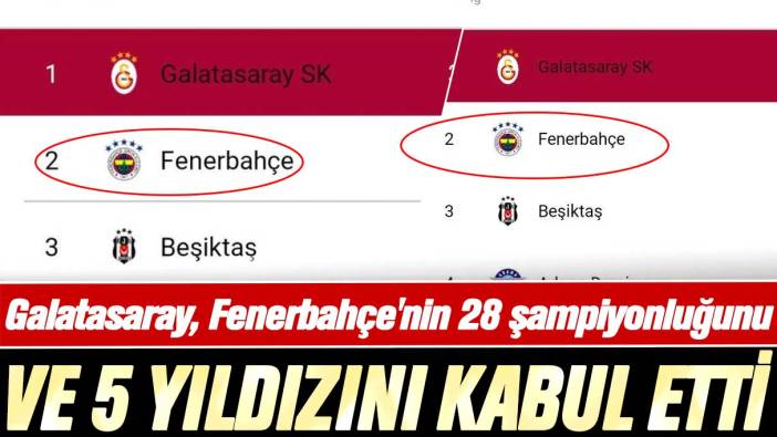 Galatasaray, Fenerbahçe'nin 28 şampiyonluğunu ve 5 yıldızını kabul etti