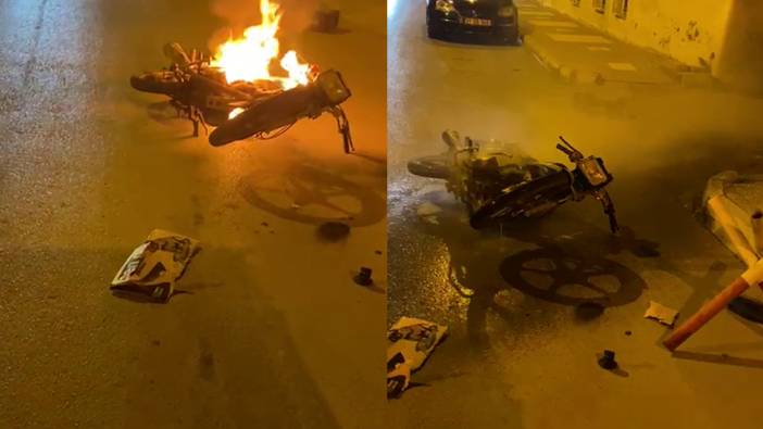 Hatay’ın Dörtyol ilçesinde yanan motosiklet söndürüldü