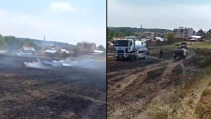 Kastamonu'da korkutan tarla yangını: 500 balya kül oldu