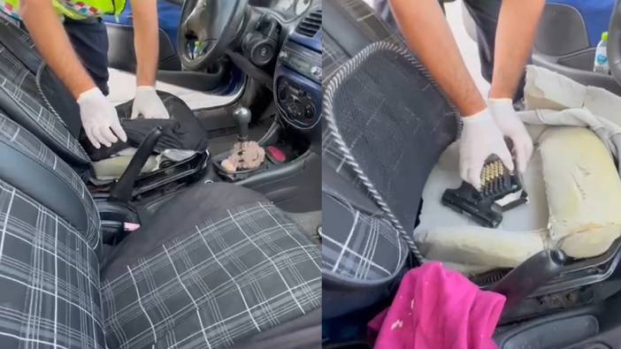 Jandarmanın gözünden kaçmadı: Uyuşturucu haplar otomobilin koltuklarından çıktı