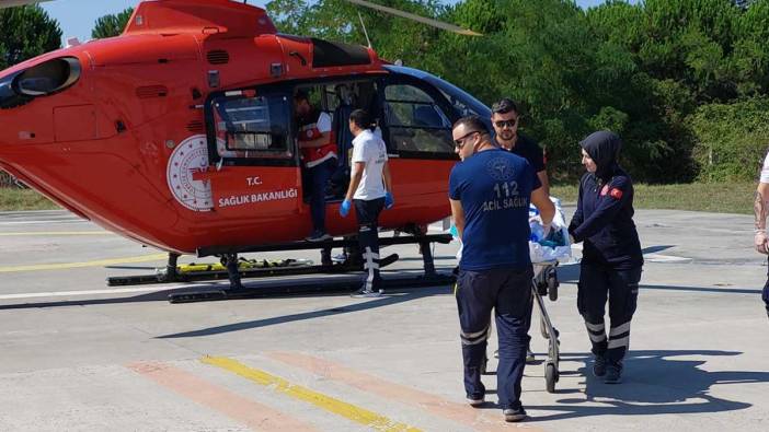 Doğum yapan kadının yardımına ambulans helikopter yetişti