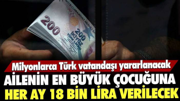 Ailenin en büyük çocuğuna her ay 18 bin lira verilecek... Milyonlarca Türk vatandaşı yararlanacak