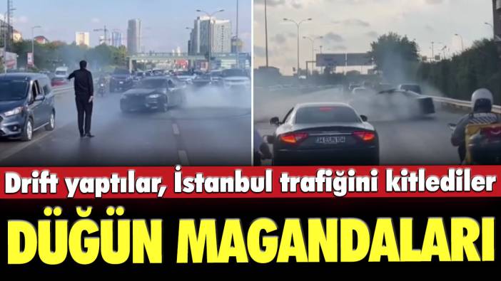 Düğün magandaları: Drift yaptılar, İstanbul trafiğini kilitlediler