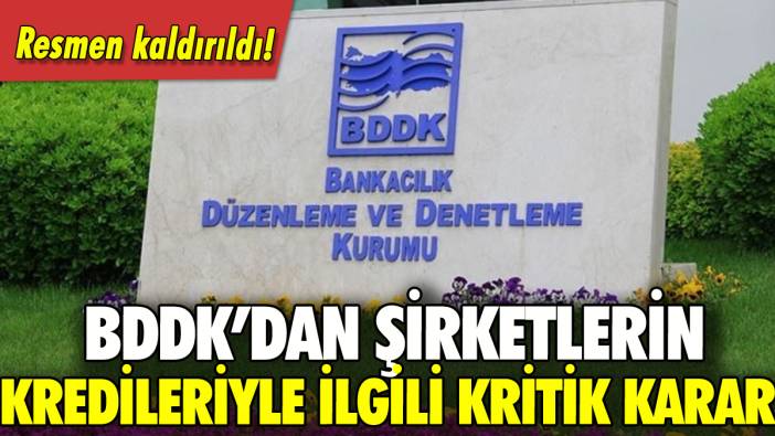 BDDK'dan şirketlerin kredileriyle ilgili kritik karar: Resmen kaldırıldı
