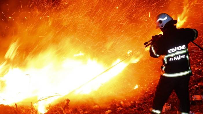 Edirne'de otluk alanda korkutan yangın