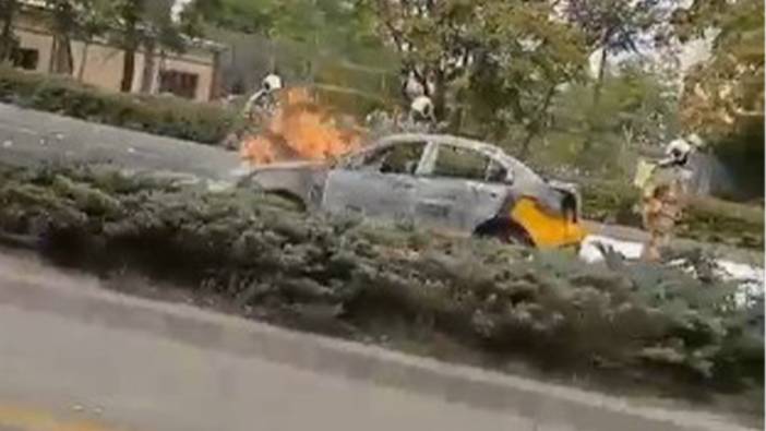 Ankara’da taksi alev topuna döndü