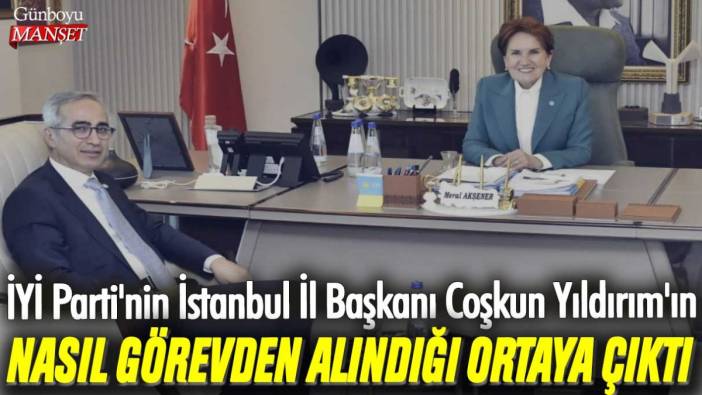 İYİ Parti'nin İstanbul İl Başkanı Coşkun Yıldırım'ın nasıl görevden alındığı ortaya çıktı