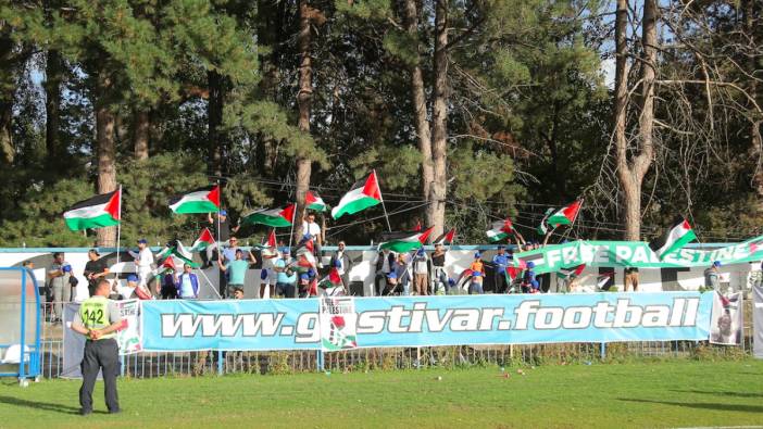 Kuzey Makedonya 1. Lig maçından Filistin’e destek
