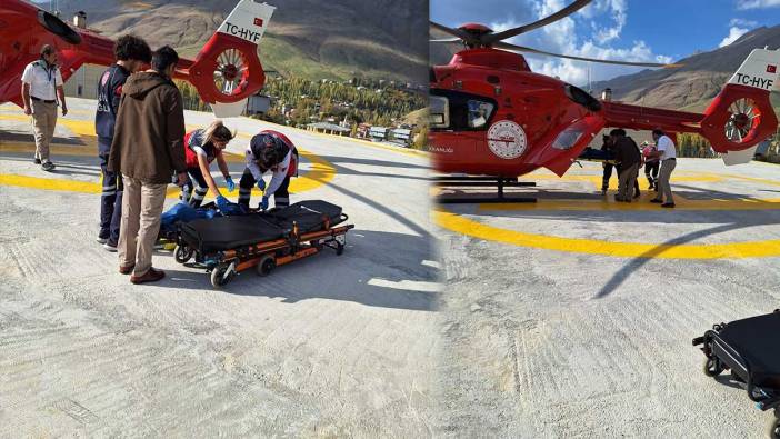 Rahatsızlanan hamile kadın ambulans helikopterle hastaneye ulaştırıldı