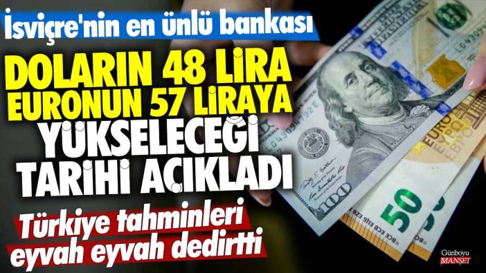 İsviçre'nin en ünlü bankası doların 48 lira euronun 57 liraya yükseleceği tarihi açıkladı: Türkiye tahminleri eyvah eyvah dedirtti
