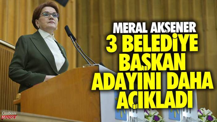 İYİ Parti Genel Başkanı Meral Akşener 3 belediye başkan adayını daha açıkladı