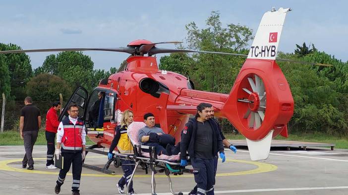 Kalp krizi geçiren vatandaş için ambulans helikopter havalandı