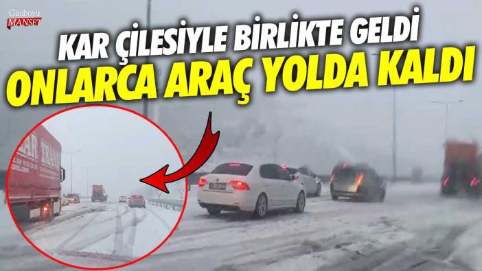 Kuzey Marmara Otoyolu’nda onlarca araç mahsur kaldı! Kar çilesiyle birlikte geldi