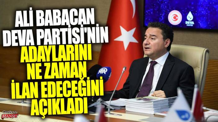 Ali Babacan DEVA Partisi'nin adaylarını ne zaman ilan edeceğini açıkladı