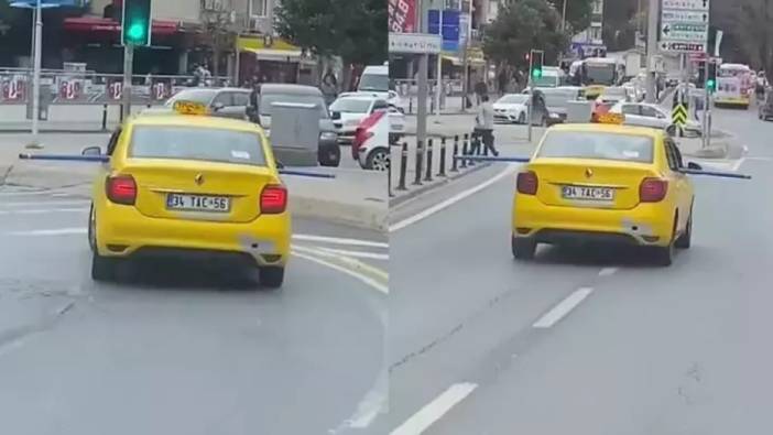 Taksici tesisat borusunu tehlikeli şekilde taşıdı! Trafiği tehlikeye sokan sürücüye ceza