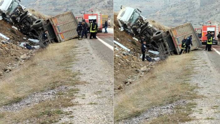 Kayseri Yahyalı'da kamyon şarampole devrildi: 1 yaralı