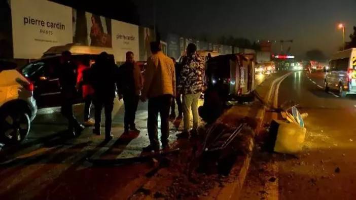 Sarıyer'de feci kaza: Servis minibüsü ile çarpışan otomobil takla attı