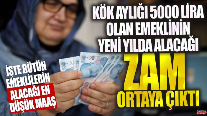 Kök aylığı 5000 lira olan emeklinin yeni yılda alacağı zam ortaya çıktı! İşte SSK, Bağ-Kur ve bütün emeklilerin alacağı en düşük maaş