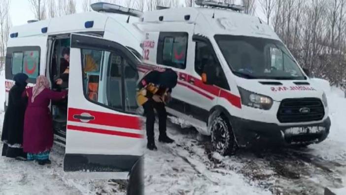 Muradiye'de kar engeline takılan hamile kadının kurtarılma operasyonu