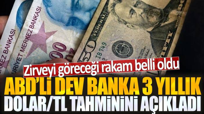 ABD'li dev banka 3 yıllık dolar/TL tahminini açıkladı: Zirveyi göreceği rakam belli oldu