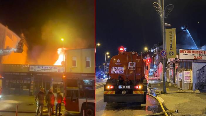 Gaziosmanpaşa'da 2 katli iş yeri alev alev yanarak kül oldu