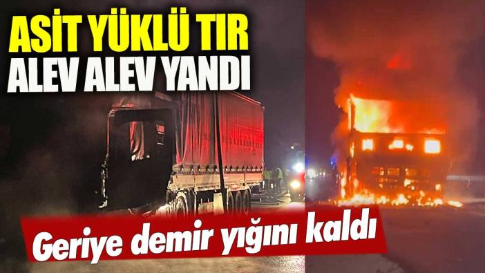 Kuzey Marmara Otoyolu'nda asit yüklü tır yandı