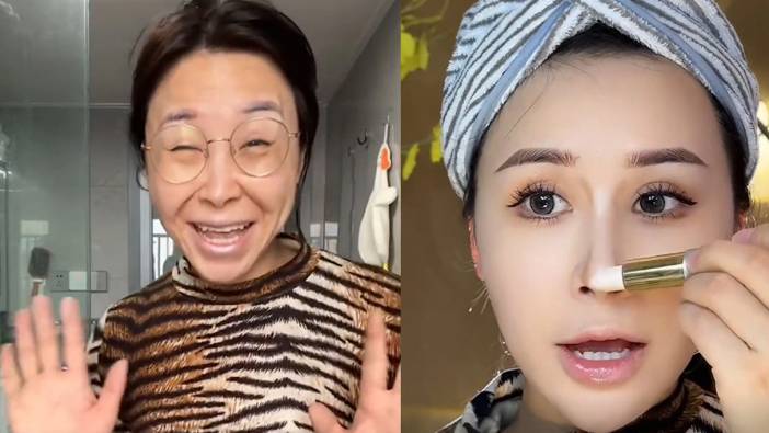 Çinli yaşlı kadın makyajla bambaşka biri oldu