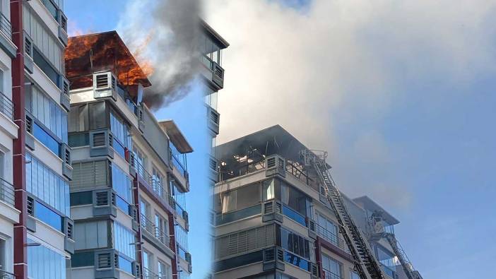 Ankara'da 7 katlı binanın çatısında yangın çıktı