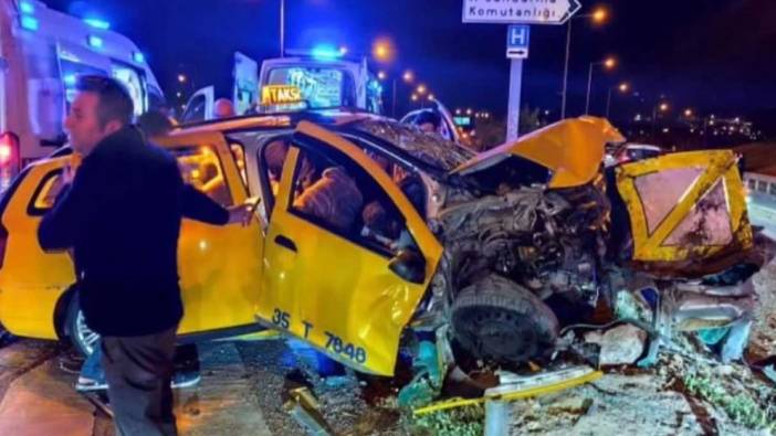 İzmir'de feci kaza! Taksi bariyere çarptı