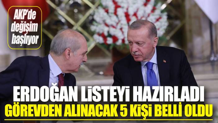 AKP’de değişim başlıyor! Erdoğan listeyi hazırladı görevden alınacak 5 kişi belli oldu