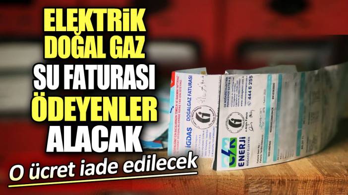 Elektrik su ve doğal gaz faturası ödeyenler alacak. O ücret iade edilecek